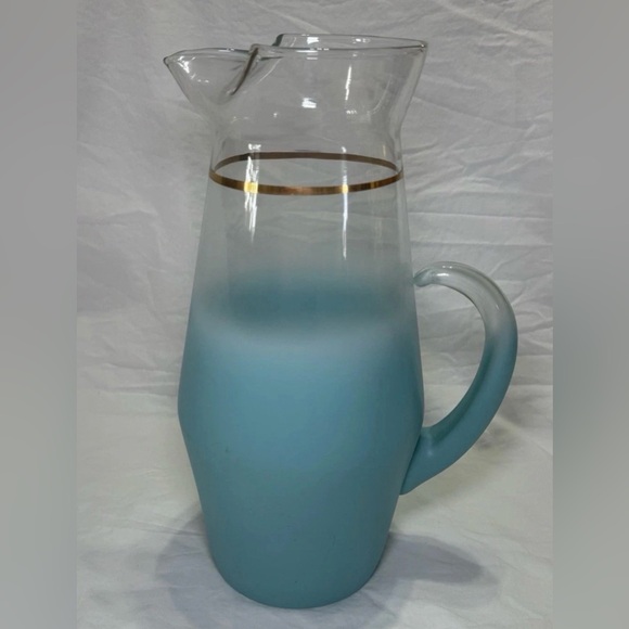 Source Unknown Other - Vintage Blendo Turquoise Blue Glass Pitcher Mid Century Modern 11.75" 2.5 Qt